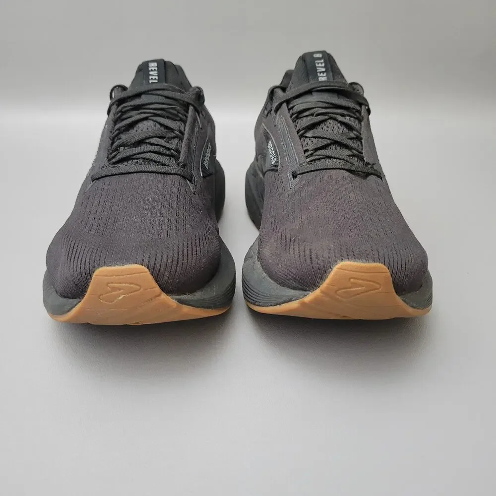 Brooks Womens Revel 8 Running Sneaker Shoes Triple Black Rubber Gum Bottom 8.5